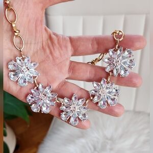 Gold and Silver Snowflake Pendant Necklace with Sparkling Crystals